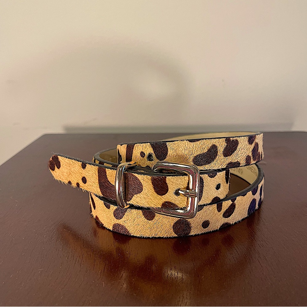 Topshop Leopard Print Belt Leather Upper Square Gold Buckle Women’s Size S/M